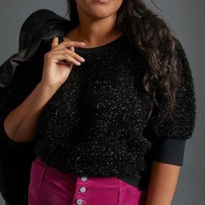 Anthropologie MAEVE black tinsel sweater S SMALL